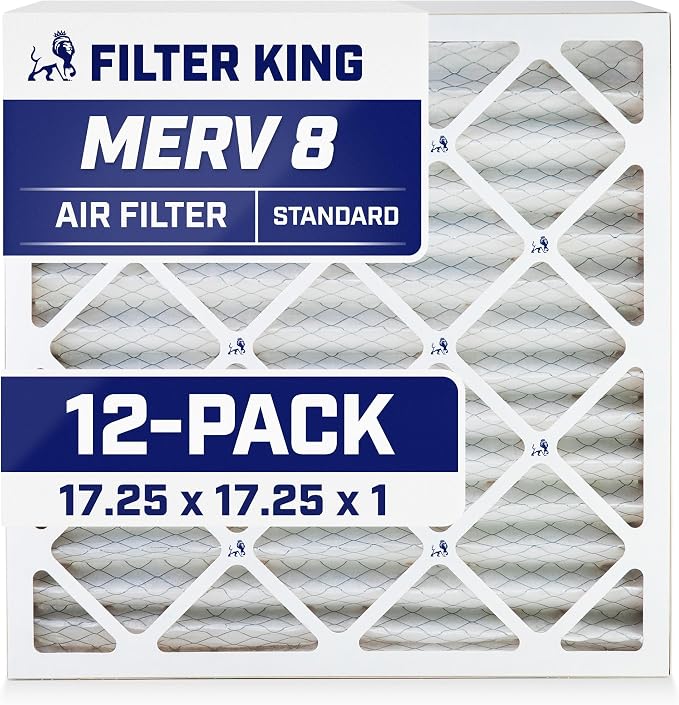 Filter King 17.25x17.25x1 Air Filter | 12-PACK | MERV 8 HVAC Pleated A/C by FilterKing