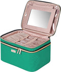 8.8L Double Layer Travel Makeup Bag With Mirror For Women, Large Cosmetic Case, Organizer for Travel-Size Accessories Bottles, Brushes,and Skin Care Products, 2.33 GAL, Green…