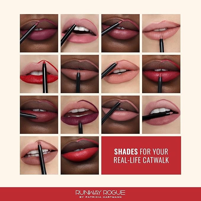 Runway Rogue Designer Liner Lip Pencil, Matte Medium Dusty-Rose Lip Liner Pencil and Lip Liner Sharpener, ‘Work It Babe’