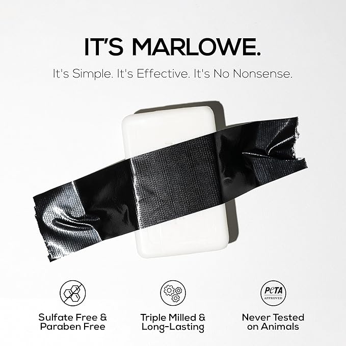 MARLOWE. No. 105 Bar Soap for Men 7 oz (12 Bars) Moisturizing Body Soap, Nourishing & Refreshing with Natural Extracts, Shea Butter, Olive Oil & Green Tea Extracts, Original Sage & Fir Scent