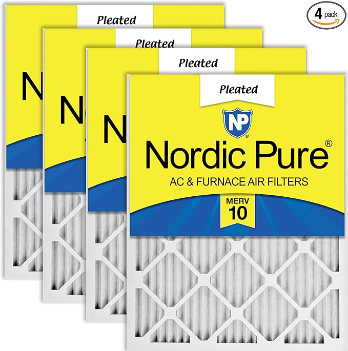 Nordic Pure 12x12x1 Pleated MERV 10 Air Filters 4 Pack by NordicPure