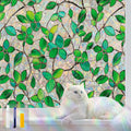 Stained Glass Window Privacy FilmDecorative Rainbow Static Clings -ldeal for Home &Office,Adhesive-Free,Removable, Uv-Blocking(Green Rainbow, 45.2 X 157.4 in)