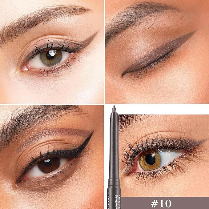 Grey Eyeliner Pencil Waterproof Retractable Cream Grey Gel Eyeliner Smudge-proof Hypoallergenic (10#)