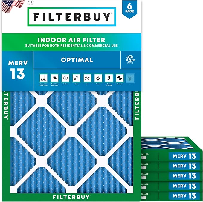 Filterbuy 13x20x1 Air Filter MERV 13 Optimal Smoke & Allergy Defense, by Filterbuy