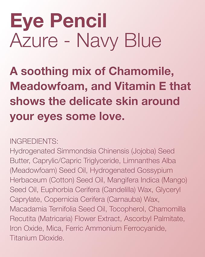 Mineral Fusion Eye Pencil (Navy Blue - Azure) - Eyeliner with Soothing Chamomile, Meadowfoam & Vitamin E - Smooth & Long Lasting, Hypoallergenic, Non-Irritating Eye Makeup