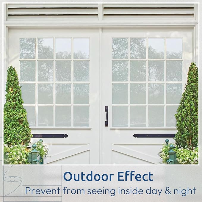 rabbitgoo Window Privacy Film, Non-Adhesive Frosted Glass Window Film for Bathroom, Static Cling Heat Blocking Stickers for Home Indoor Opaque Frosting Coverings House Tint, Matte White 35.4"x 118.1"