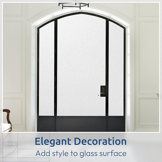rabbitgoo Window Privacy Film, Non-Adhesive Frosted Glass Window Film for Bathroom, Static Cling Heat Blocking Stickers for Home Indoor Opaque Frosting Coverings House Tint, Matte White 11.8" x 157"