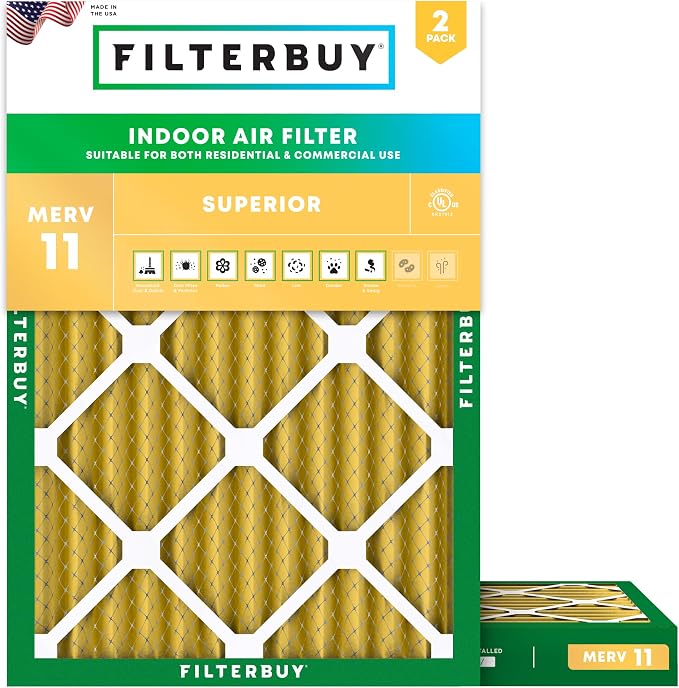 Filterbuy 18x25x2 Air Filter MERV 11 Superior Pet & Allergy Defense, by Filterbuy