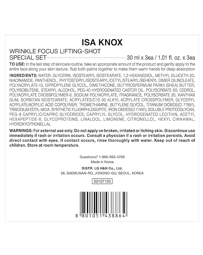 ISA KNOX Wrinkle Focus Shot - Eye Wrinkle Cream Set. Powerful Moisturizer for Fine Lines, Elasticity Strengthening Serum for Face and Eyes, Neck, 3.1 fl oz, Pack of 3