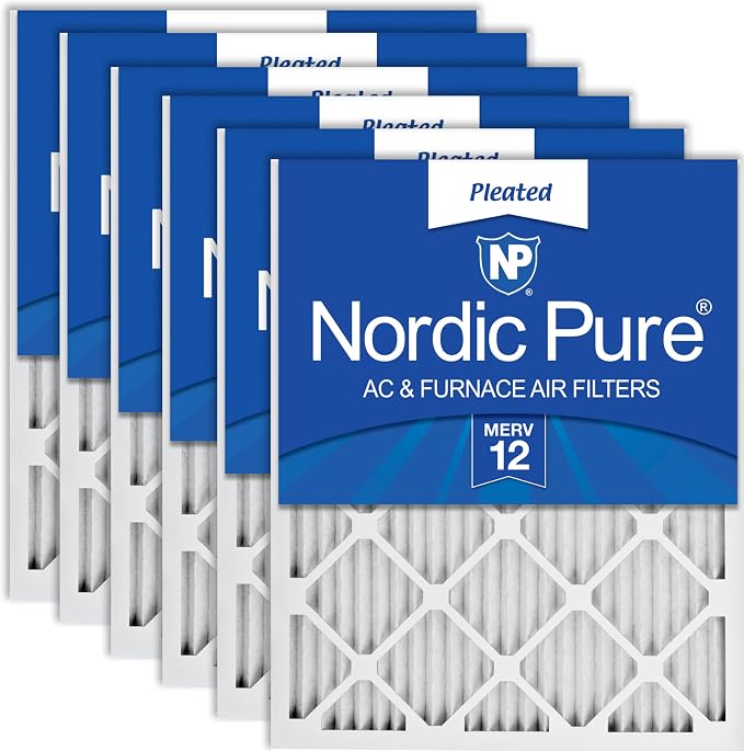 Nordic Pure 12x12x1 Pleated MERV 12 Air Filters 6 Pack by NordicPure