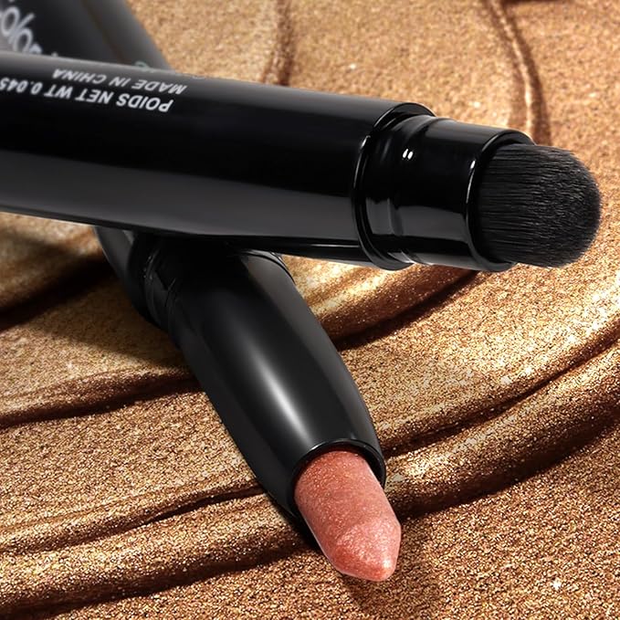 Cream Waterproof Hypoallergenic Eyeshadow Stick, long wear Metallic Glitter Matte Eye Shadow Pencil With Makeup Brush, Eye Brightener, 07 Copper Shimmer