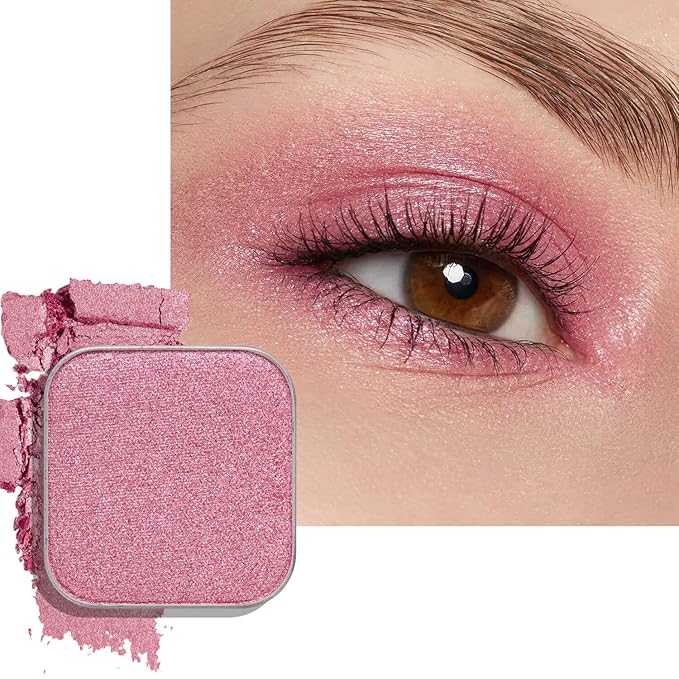Single Pink Eyeshadow Matte Shimmer Highly Pigmented Blendable Longwear Powder in Magnetic Refill Pan for Custom Palette Easy to Apply and Remove (Pop Candy)