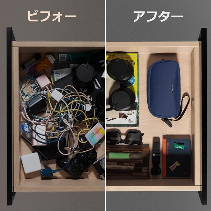 tomtoc Electronics Organizer Travel Case, Water Resistant Travel Bag Cable Organizer for Essentials, Tech Pouch Accessories Carry Storage for Cord, Phone, Cables, Airpods, USB Flash Drive, Daily Items