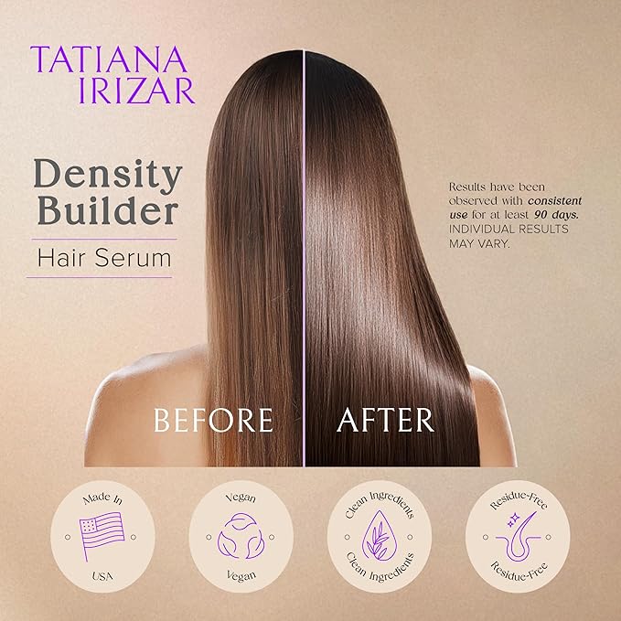 Hair Thickening Serum - Hair Density Serum Builder for Women Made in USA 30ml - Clinically Proven Scalp Treatment Non-Greasy - Biotin Argan & Pea Peptides - Thinning, Fine or Damaged Hair Growth Serum