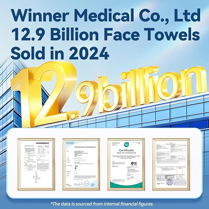 Winner Softer Face Towels - 100% USA Cotton Dry Wipes, 300 Count Unscented Cotton Tissues for Sensitive Skin, OEKO-TEX Certified Face Towelettes Disposable, Makeup Remover Facial Towels, 3 Pack