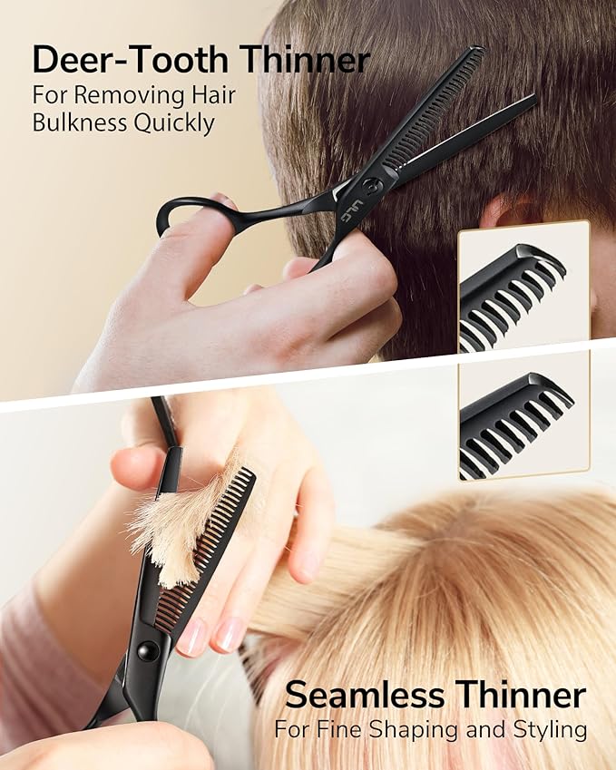 ULG Hair Cutting Scissors Set Professional Thinning Scissors for Hair Cutting All-in-One 9 Pcs Hairdressing Shear Set with 3 Professional Barber Shears for Salon/Home