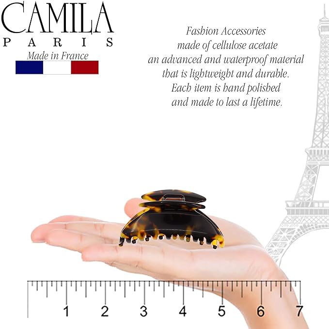 Camila Paris CP2470 French Hair Clip for Women, Small Handmade, Tokyo, Girls Hair Claw Clips Jaw Fashion Durable Styling Hair Accessories for Women, Strong Hold No Slip Grip. Made in France