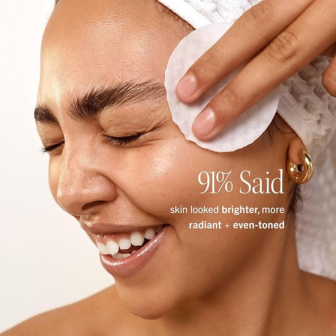 First Aid Beauty - Facial Radiance Pads with Glycolic & Lactic Acids, Daily Exfoliating Pads with AHA, Visibly Smaller Pores, Help Tone & Brighten Skin, One-Step Makeup Prep, Compostable, 60, 2ct