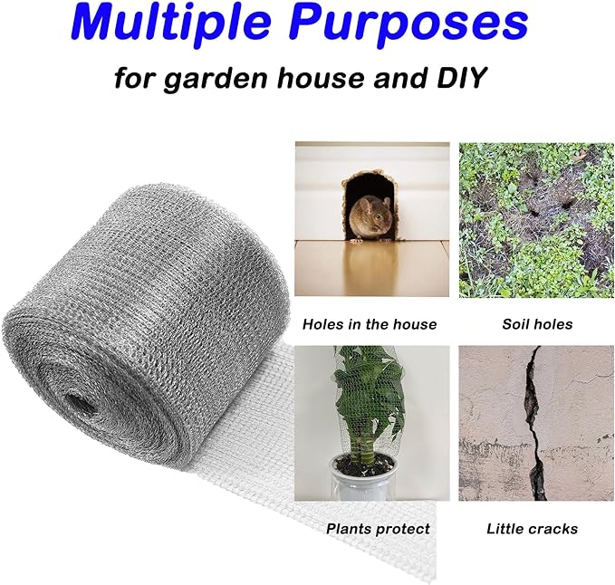 Wire Mesh for Mice Control 5IN X 53Ft, Hole Fill Fabric, Upgraded Stainless - Image 5