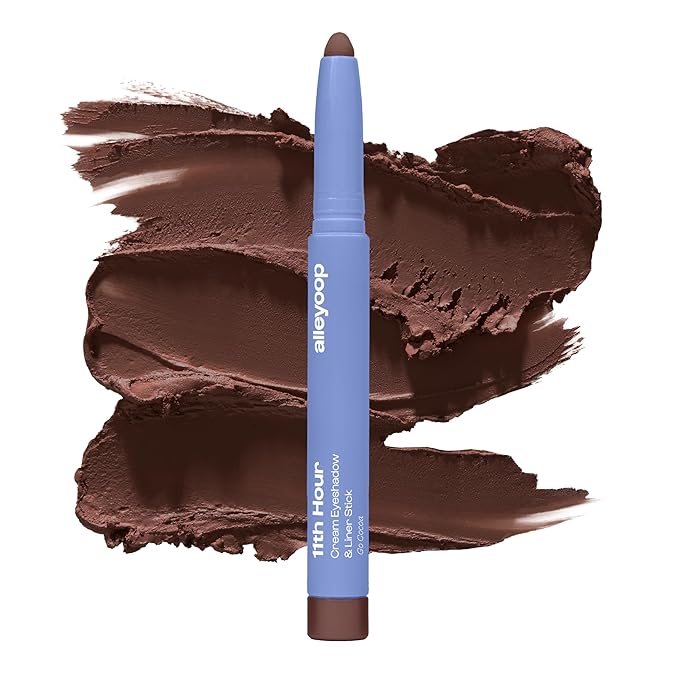 ALLEYOOP 11th Hour Waterproof Cream Eyeshadow Stick – Long-Lasting Eye Shadow Pencil & Eyeliner, Cream to Powder Stick & Highlighter – Smudge-Proof Eyeshadow Matte, Go Cocoa Matte