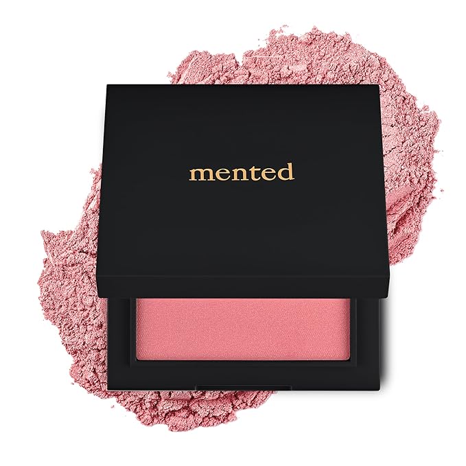 Mented Cosmetics Made in Italy, Cruelty Free Makeup, Vegan, Paraben Free, Shimmer Cheek Blush Palette for Face, Powder Face Blush for Women with Vitamin E, 0.2oz/7g, Pinky Promise