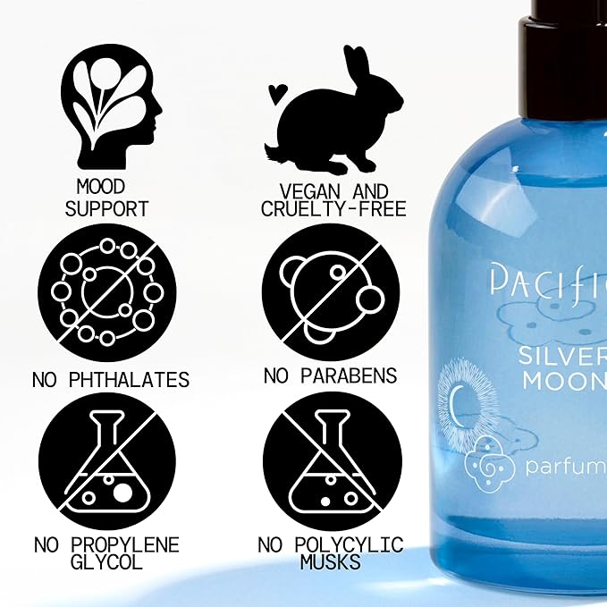 Pacifica Silver Moon Vanilla Almond Spice Perfume – Warm Gourmand Clean Fragrance for Women, 2 fl oz (Vegan & Cruelty-Free)
