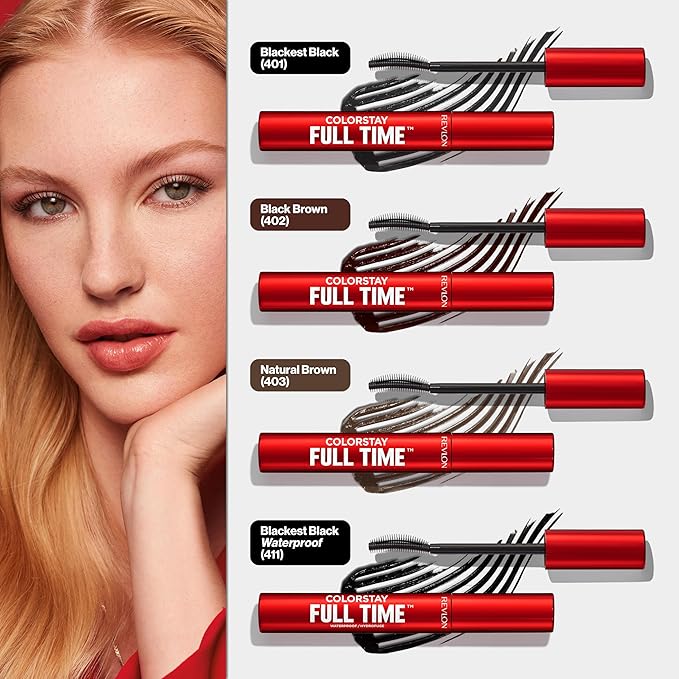 Revlon ColorStay Full Time Volumizing Mascara, 24 Hour Wear, Smudge-Proof, Non-Clumping, Flake-Free, Stocking Stuffer for Her, 402 Black Brown