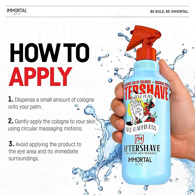 Immortal NYC Stay Blessed 01, After Shave Spray Body/Face Men's Cologne, 17 oz, Exclusive Barbers, Softens Skin, Refreshes, Disinfects and Relieves Face and Skin, Moisturizing Formula After Shaving