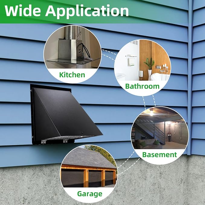 12 Inch Wall Vent Hood Exhaust Vent Cap Dryer Vent Cover, Exterior Hooded Wall - Image 7