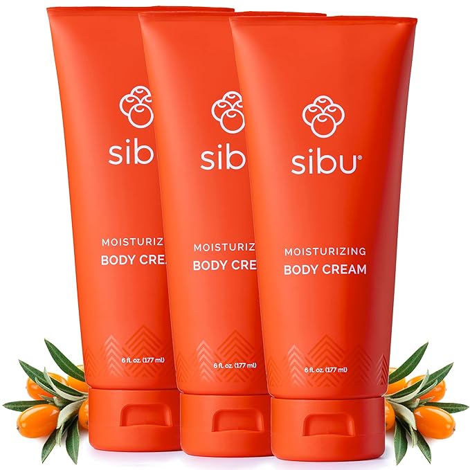 sibu Moisturizing Body Cream, Lotion Made From Premium Himlayan Sea Buckthorn (6oz, 3-pack) – Lightweight & Hydrating Moisturizer That Protects & Repairs Skin