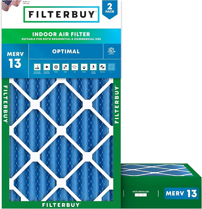 Filterbuy 12x24x4 Air Filter MERV 13 Optimal Smoke & Allergy Defense, by Filterbuy