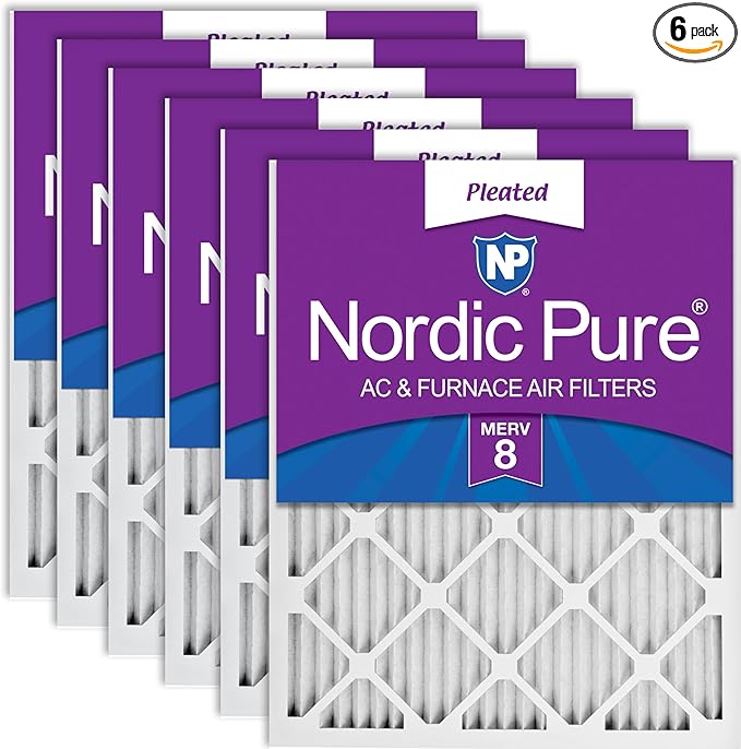 Nordic Pure 12x24x1 Pleated MERV 8 Air Filters 6 Pack by NordicPure