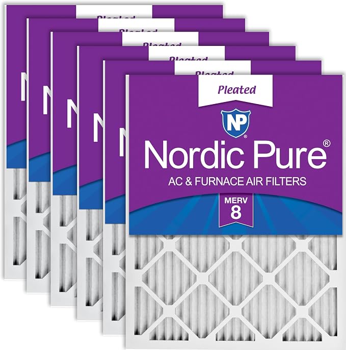Nordic Pure 12x12x1 Pleated MERV 8 Air Filters 6 Pack by NordicPure