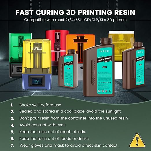 SUNLU 3D Printer Resin 4kg, Fast Curing Standard 3D Resin - Image 7