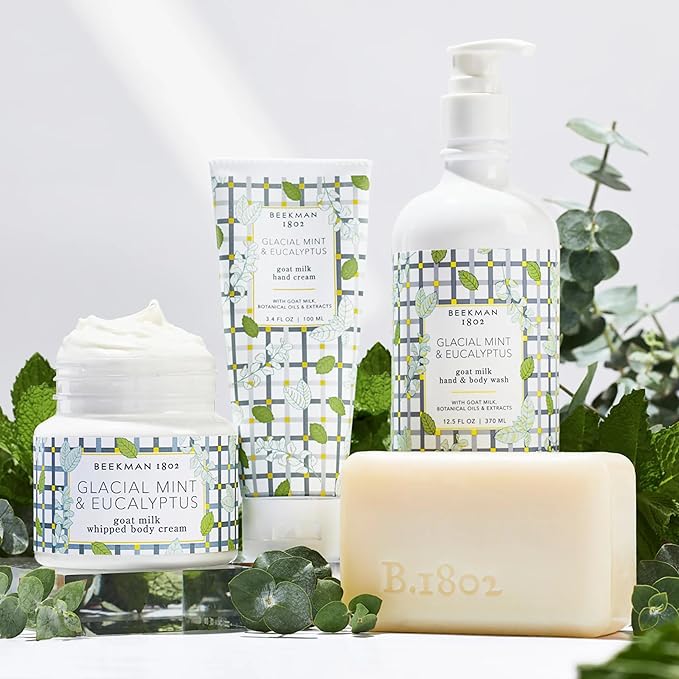Beekman 1802 Glacial Mint & Eucalyptus Face Wipes - 30-Count - Scented - Cleanses, Nourishes & Hydrates - With Goat Milk, Aloe Vera - Good for Sensitive Skin - Cruelty Free