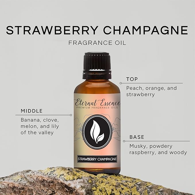 Eternal Essence Oils Strawberry Champagne 30ml Premium Fragrance Oil - for Candle, Soap Making, Aromatherapy, Diffusers, Home Care, & Humidifiers