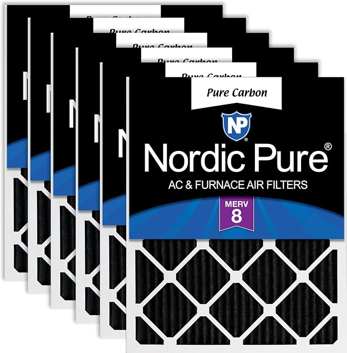 Nordic Pure 24x24x1 Pure Carbon Pleated Odor Reduction Furnace Air Filters 6 by NordicPure