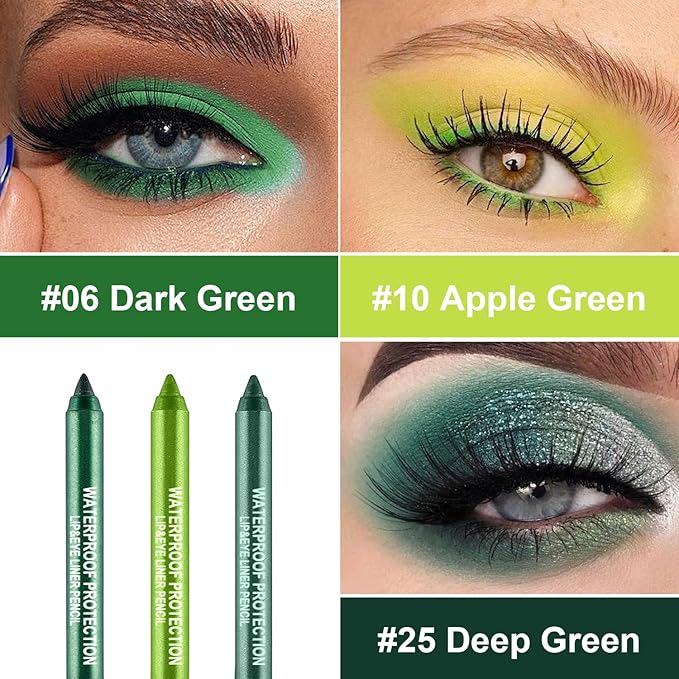 3 Colorful Eyeliner Pen Set, Eye Shadow Pencil, Pearl Eyeliner Kit Metallic Glitter Colored Eye liner for Women Eye&Lip Liner Professional Waterproof Eye Makeup (3PCS A)