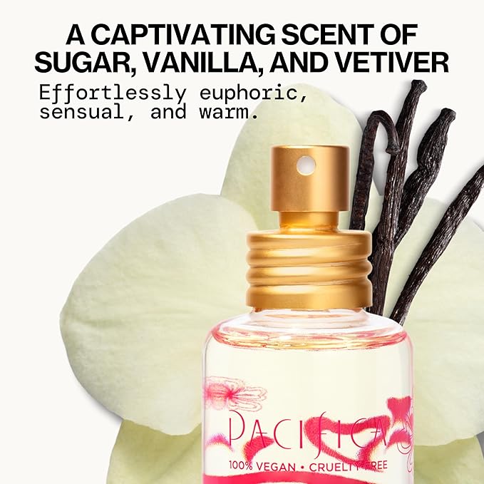 Pacifica Island Vanilla Perfume – Clean Vanilla Fragrance for Women - Warm Tropical Aroma - Long-Lasting Clean Beauty Non Toxic Scent, Vegan & Cruelty-Free, 1 oz Travel-Friendly Spray
