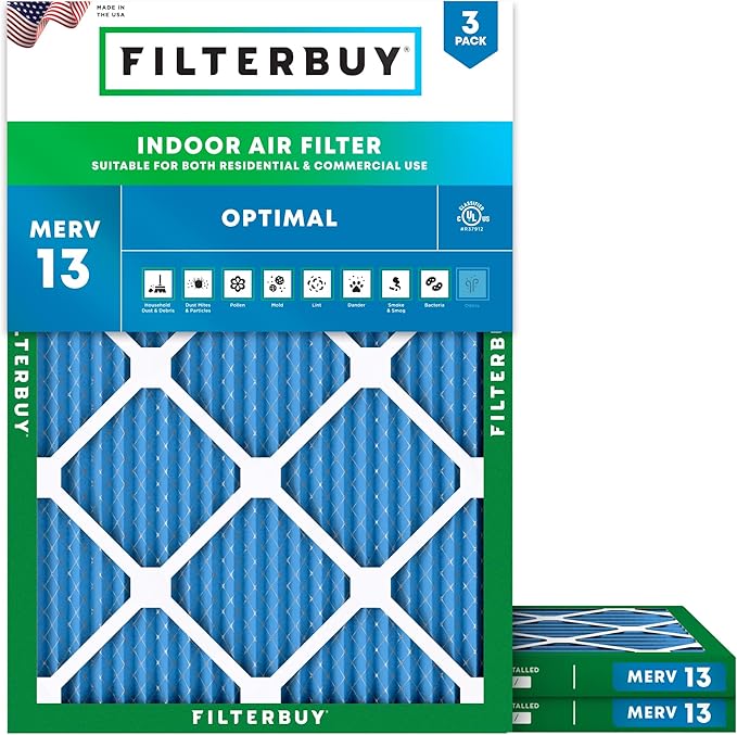 Filterbuy 28x30x1 Air Filter MERV 13 Optimal Smoke & Allergy Defense, by Filterbuy