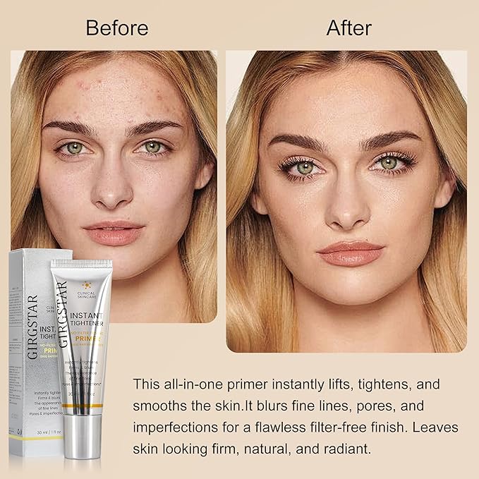 Instant Face Blurring & Firming Primer for Face Before Makeup - Perfection Tightener Visibly Smooths the Look of Fine Lines, Wrinkles & Pores - Grips Makeup for Long Wear & Shine Control