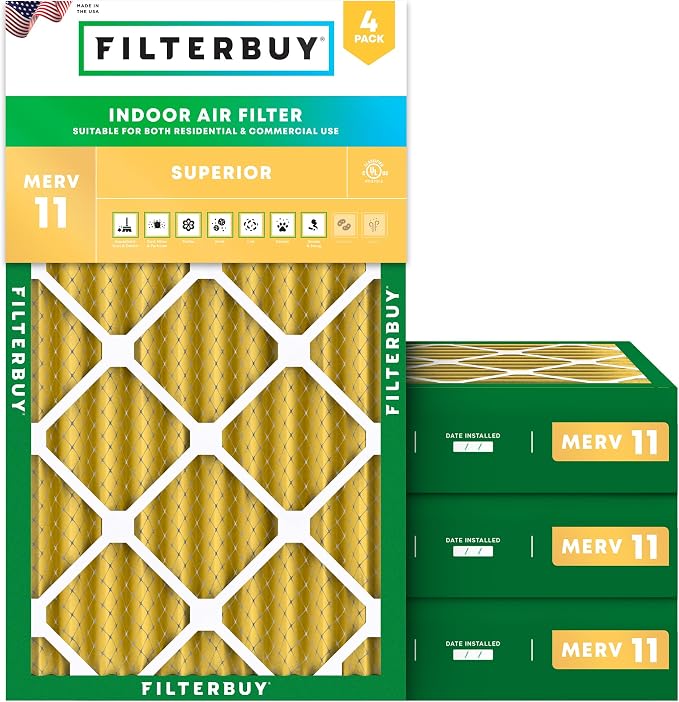 Filterbuy 14x30x4 Air Filter MERV 11 Superior Pet & Allergy Defense, by Filterbuy
