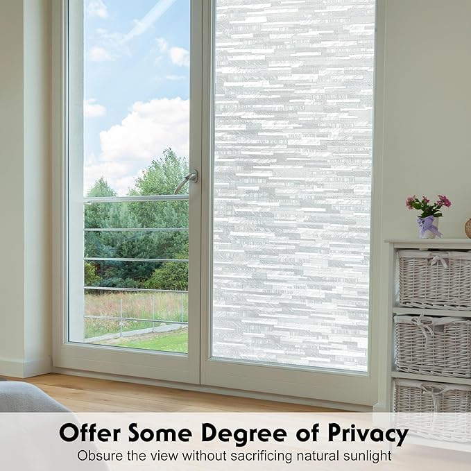 Volcanics Privacy Film - Frosted Glass, Removable Window Clings for Home Office, Static Cling Opaque Stickers, UV Blocking 23.6 x 78.7 Inches