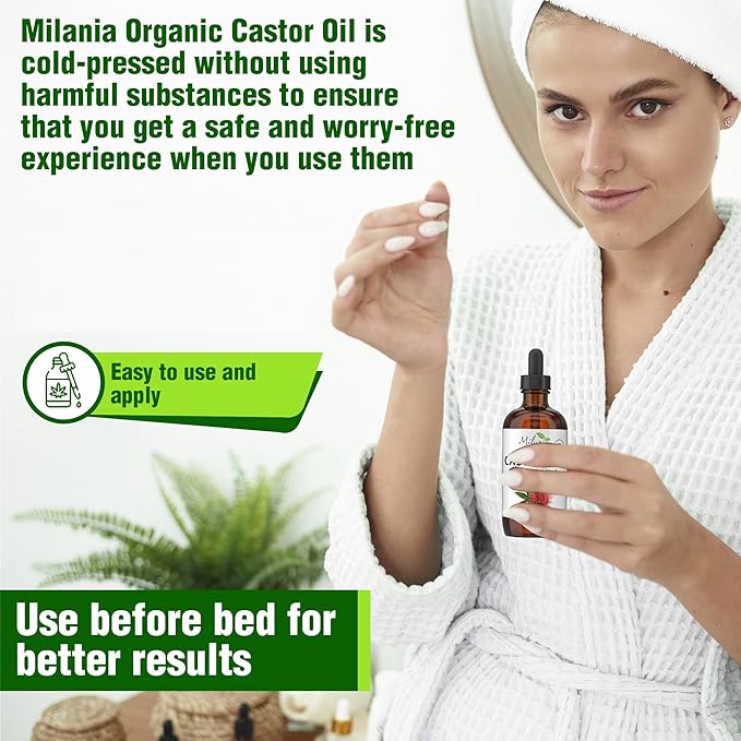 Premium Organic Castor Oil (2 fl. oz.) - Pure Cold-Pressed Beauty & Skincare Serum - Eyelash & Eyebrow Hair Growth Enhancer