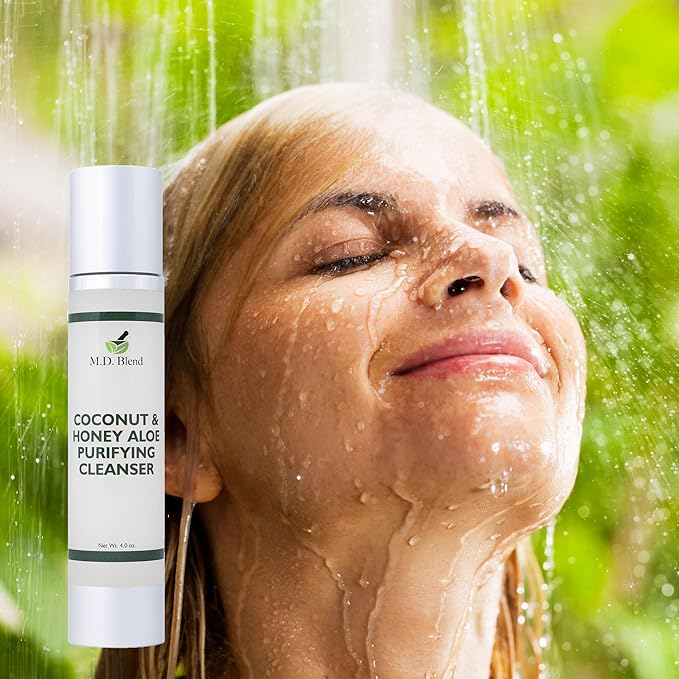 Coconut & Honey Aloe Purifying Cleanser | Organic Face Wash for Women & Men | Gentle Vegan Foaming Facial Cleanser for All Skin Types | Non-Toxic, Clean Ingredients | 120ml Airless Pump