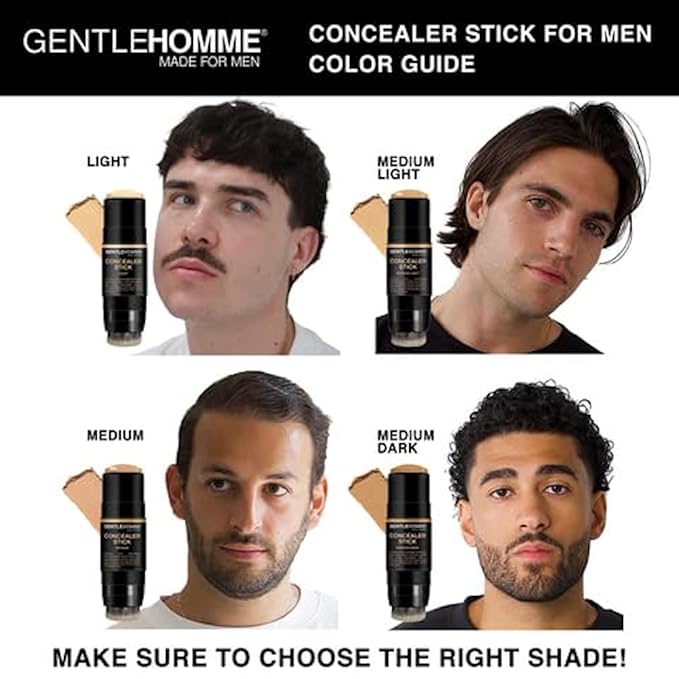 Concealer Stick with Brush for Men - Eraser Dark Circles - Men’s Multi-Use Concealer - Dual Sided Full Coverage with Soft Brush - Buildable Coverage Makeup - All Skin Types - (Medium)