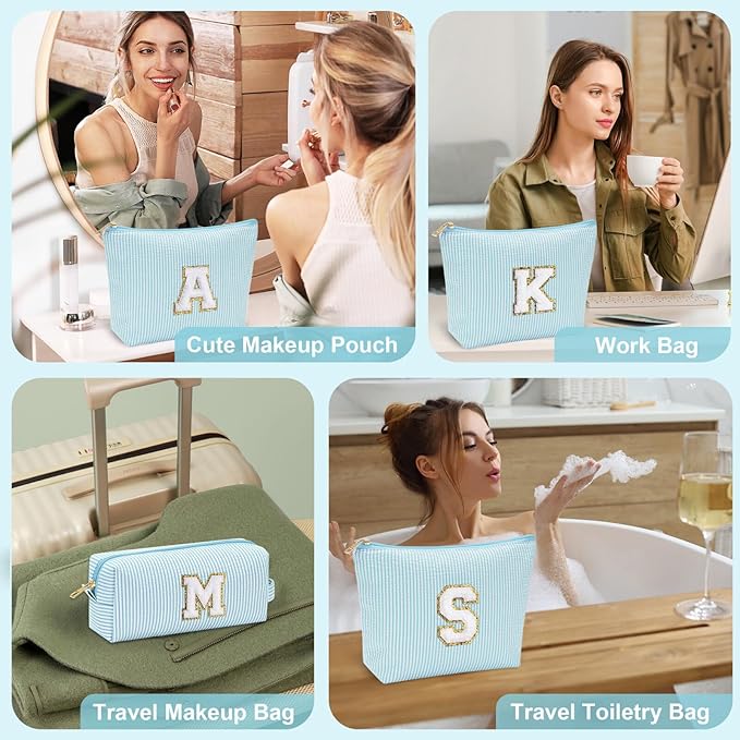 YOOLIFE 2 Travel Makeup Bags for Women - Cute Makeup Bag Makeup Bag Organizer Make Up Bag Travel Essentials Makeup Bag Personalized Gifts Friend Gifts for Women Teenager Bridesmaids Letter B
