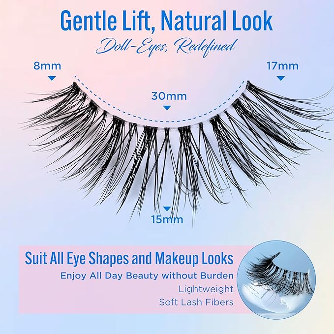 Eyelashes Natural Look False Lashes - Bepholan Fake Eyelashes 5D Super Fluffy False Eyelashes Clear Band Wispy Lashes 3-Pack Faux Mink Lashes,XMZ90-3