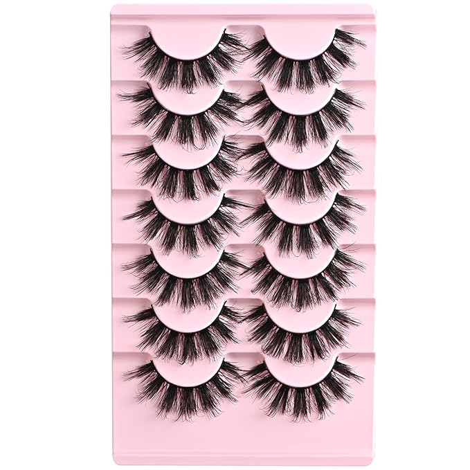 FARRED Lashes Strips Natural Fake Eyelashes Wispy Doll Eye Lash Manga Eyelash Natural Look 7 Pairs Separated Volume False Eyelash Pack Wispies Anime Strip Pestañas Spiky Look (A10 | 11-17MM)