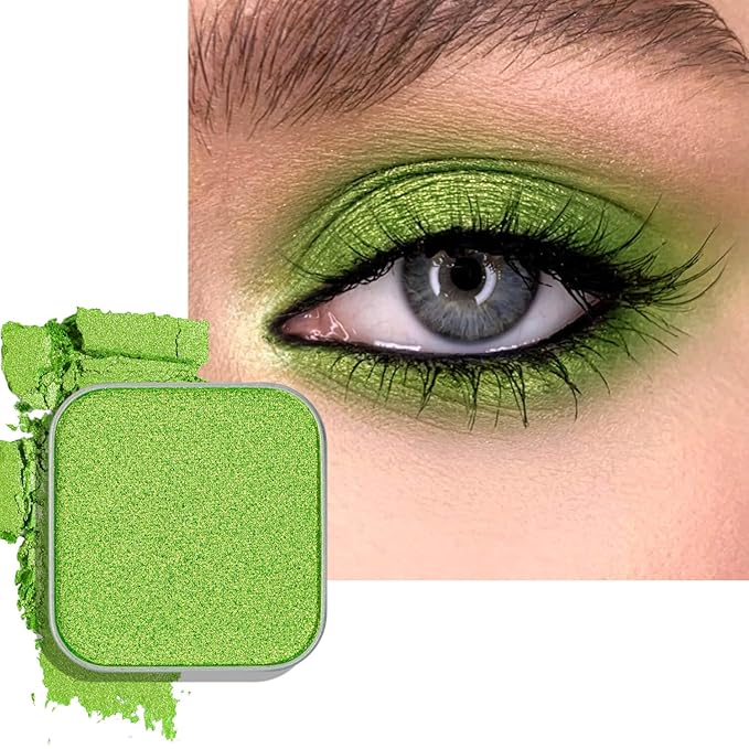Shimmer Single Eyeshadow Fresh Light Green with Soft Glow Finish, Blendable Powder, Magnetic Pan for Custom Magnetic Makeup Palette (Halo Leaf)